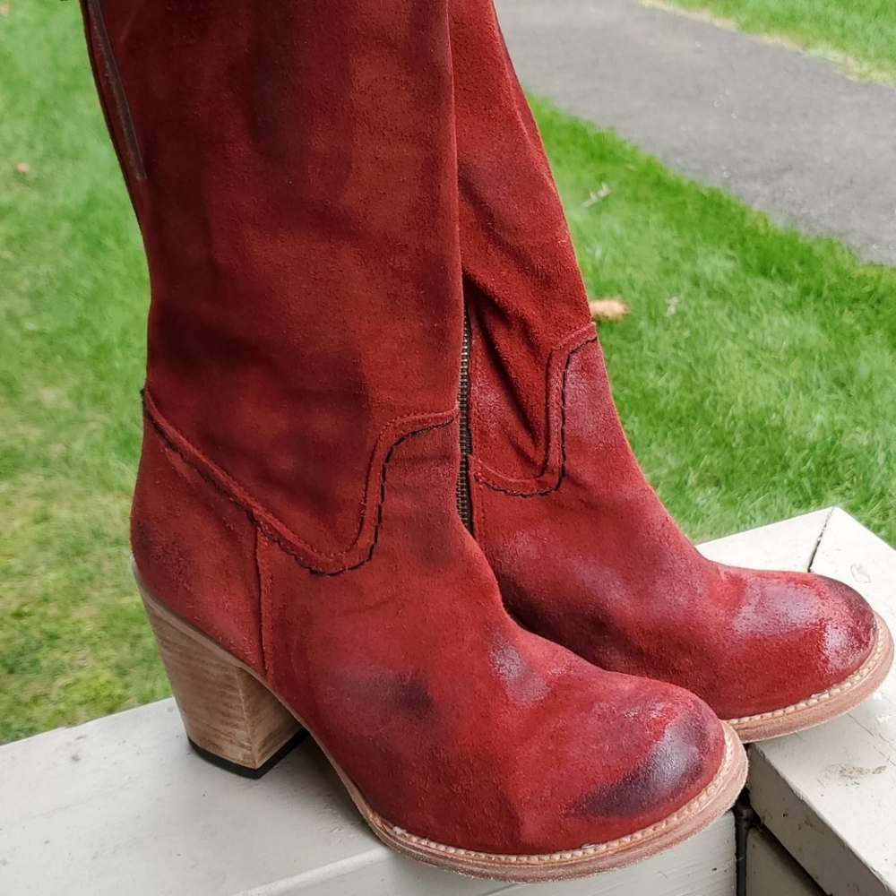 Freebird BROCK Red over the knee Boots